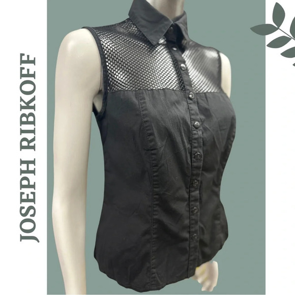 Joseph Ribkoff Sleeveless Button Front
Top Black Meah Yoke Detail Size 4 - Picture 4 of 9